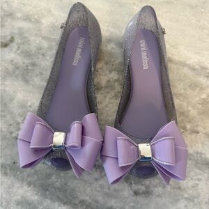 Mini Melissa Glittery Purple Bow Flats